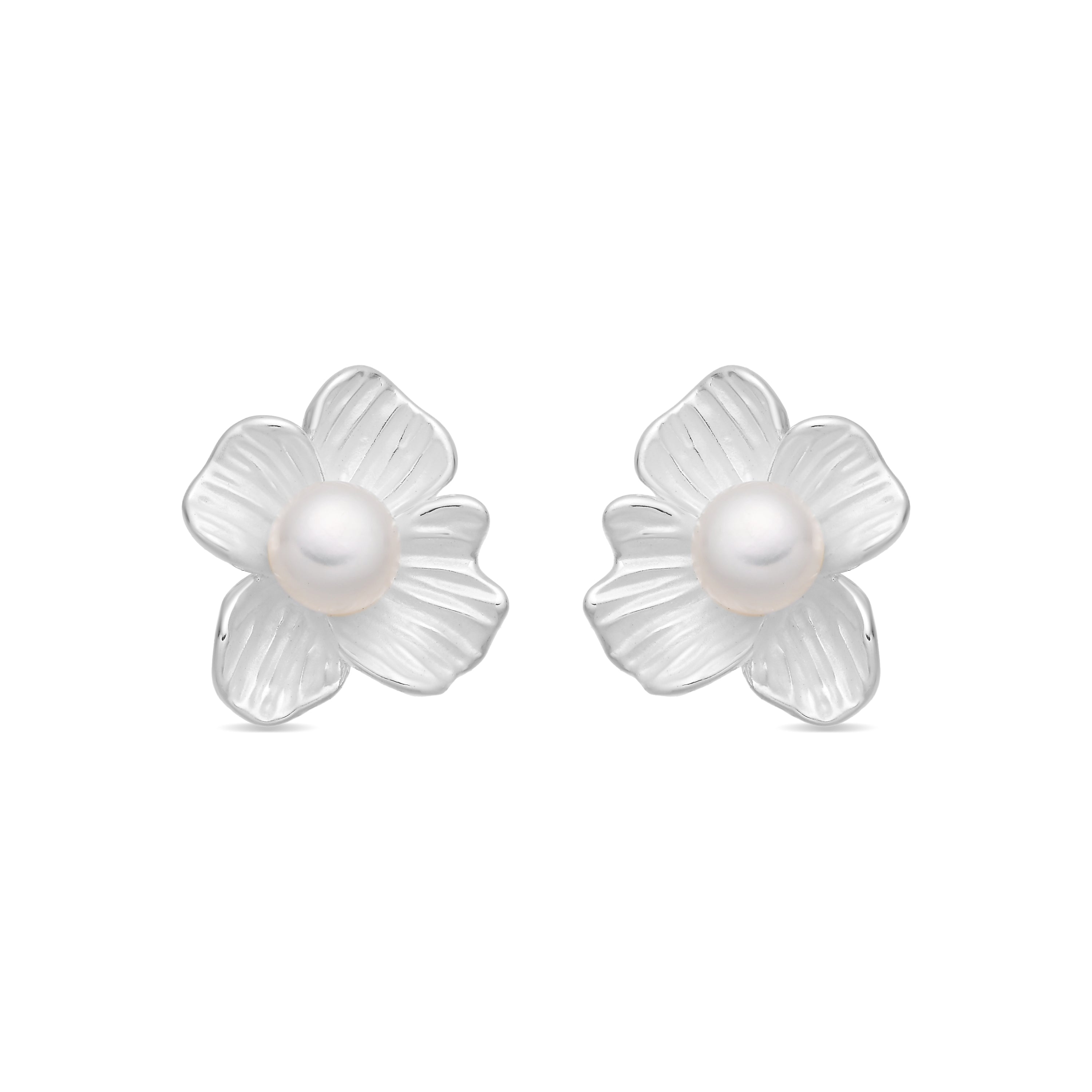 Pendientes de Perla Blanca Acabado En Plata - Efald