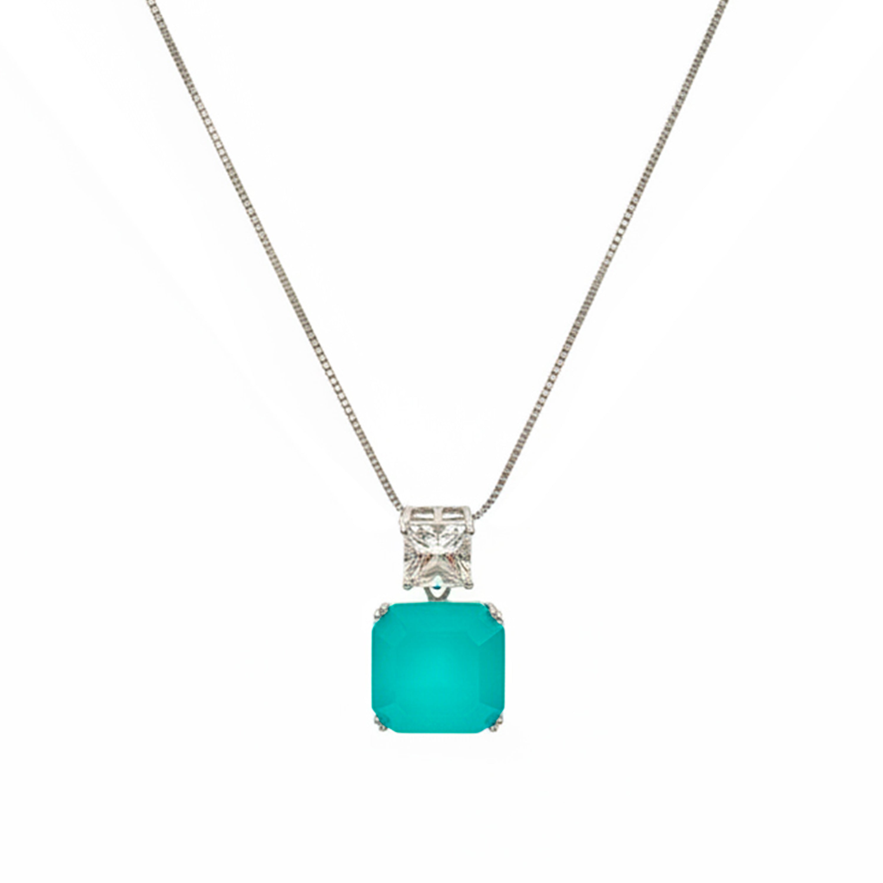Collar de Cuarzo Hidrotermal Verde Paraiba Acabado En Plata - Bodet