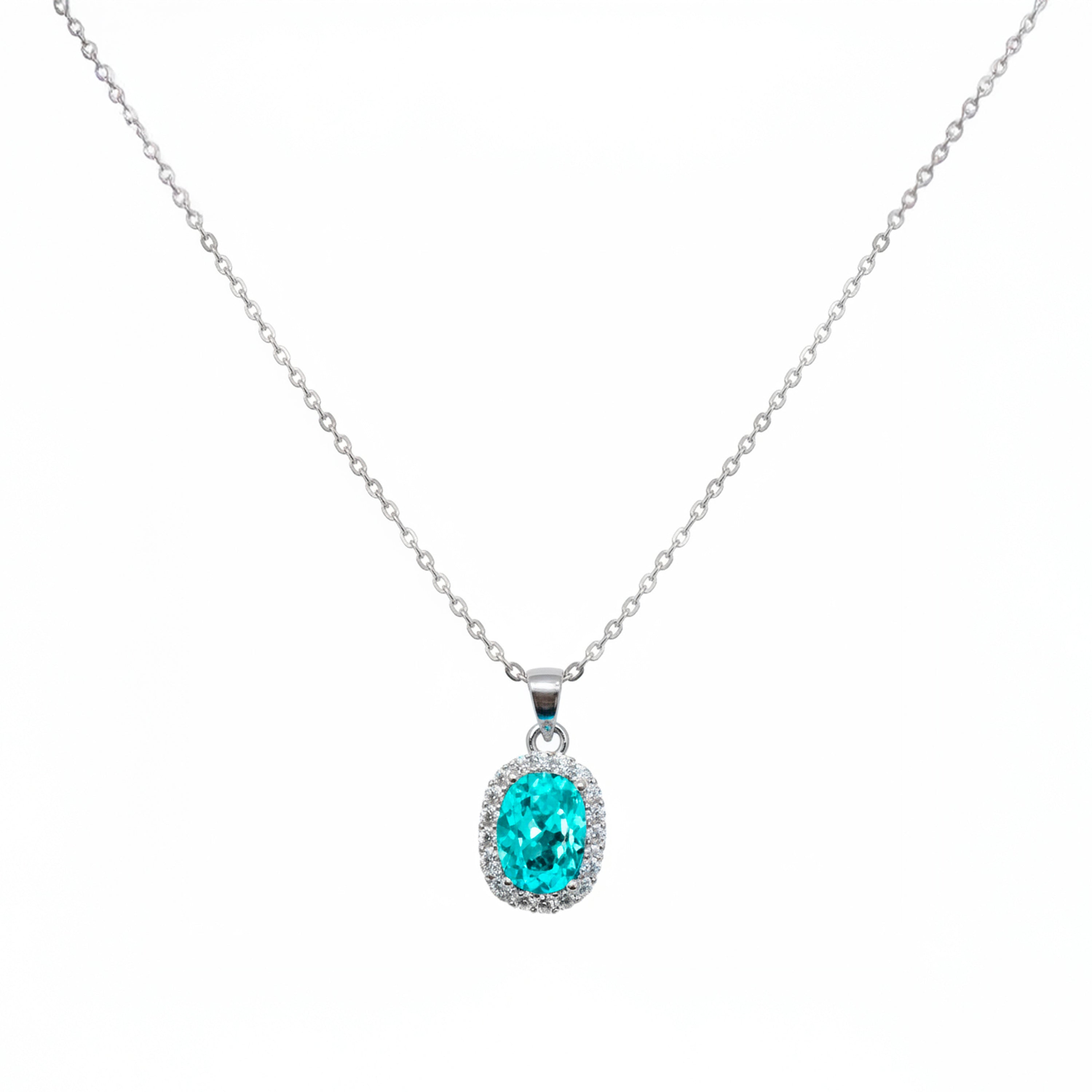 Collar de Cuarzo Hidrotermal Verde Paraiba acabado en rodio - Lynor