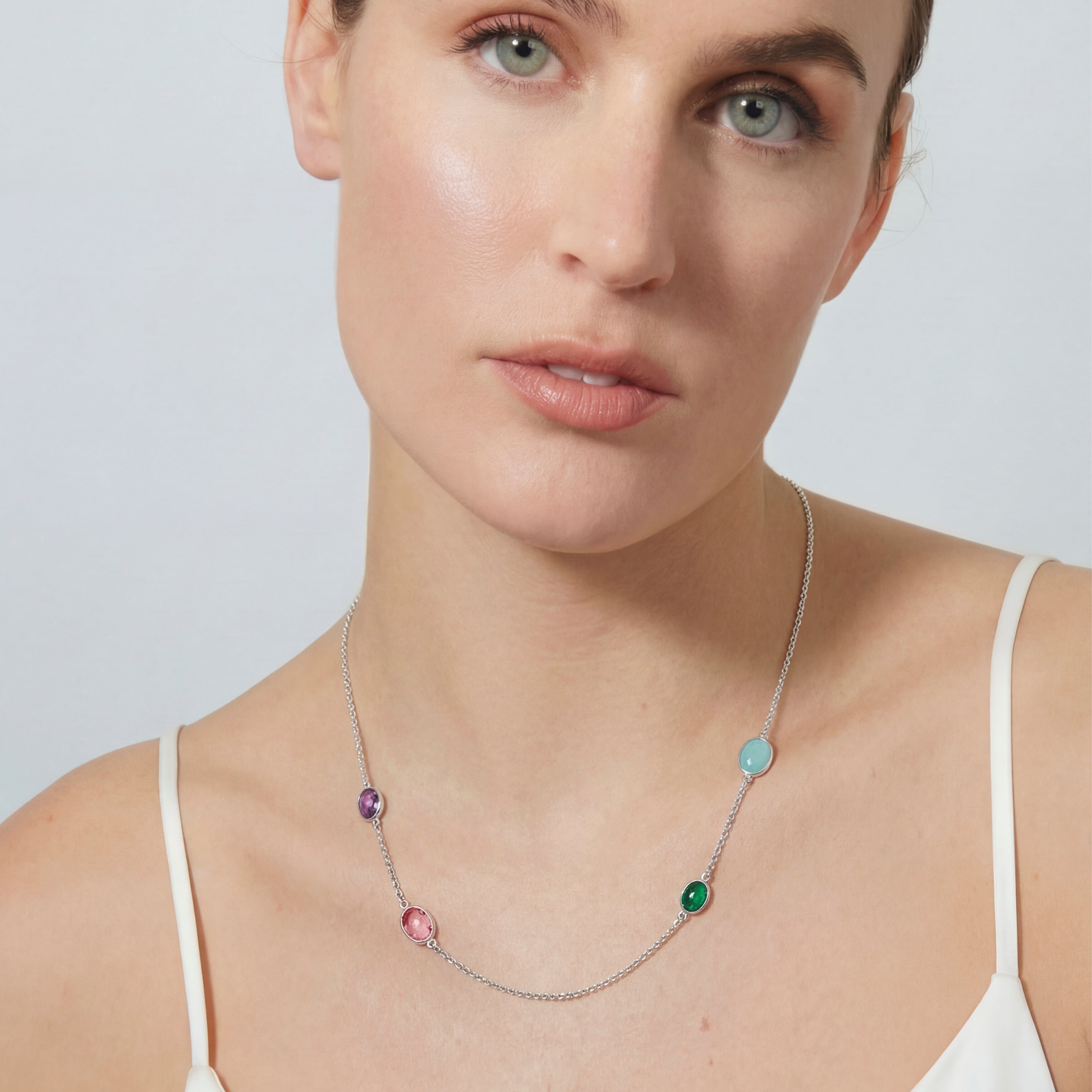 Collar de Circonita Multicolor acabado en rodio - Nodiya