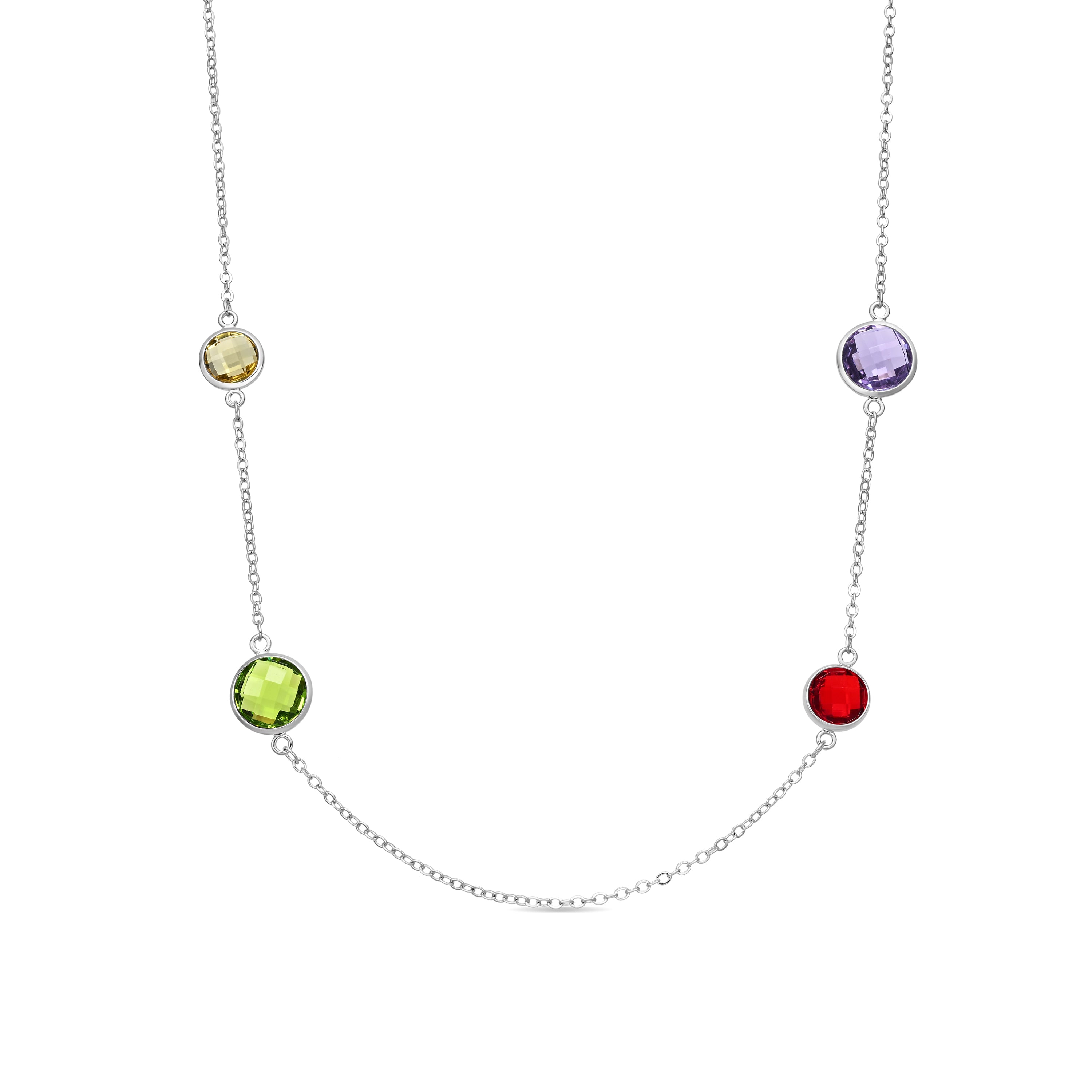 Collar de Aleación de Metal y Circonita Multicolor acabado en rodio - Dowka
