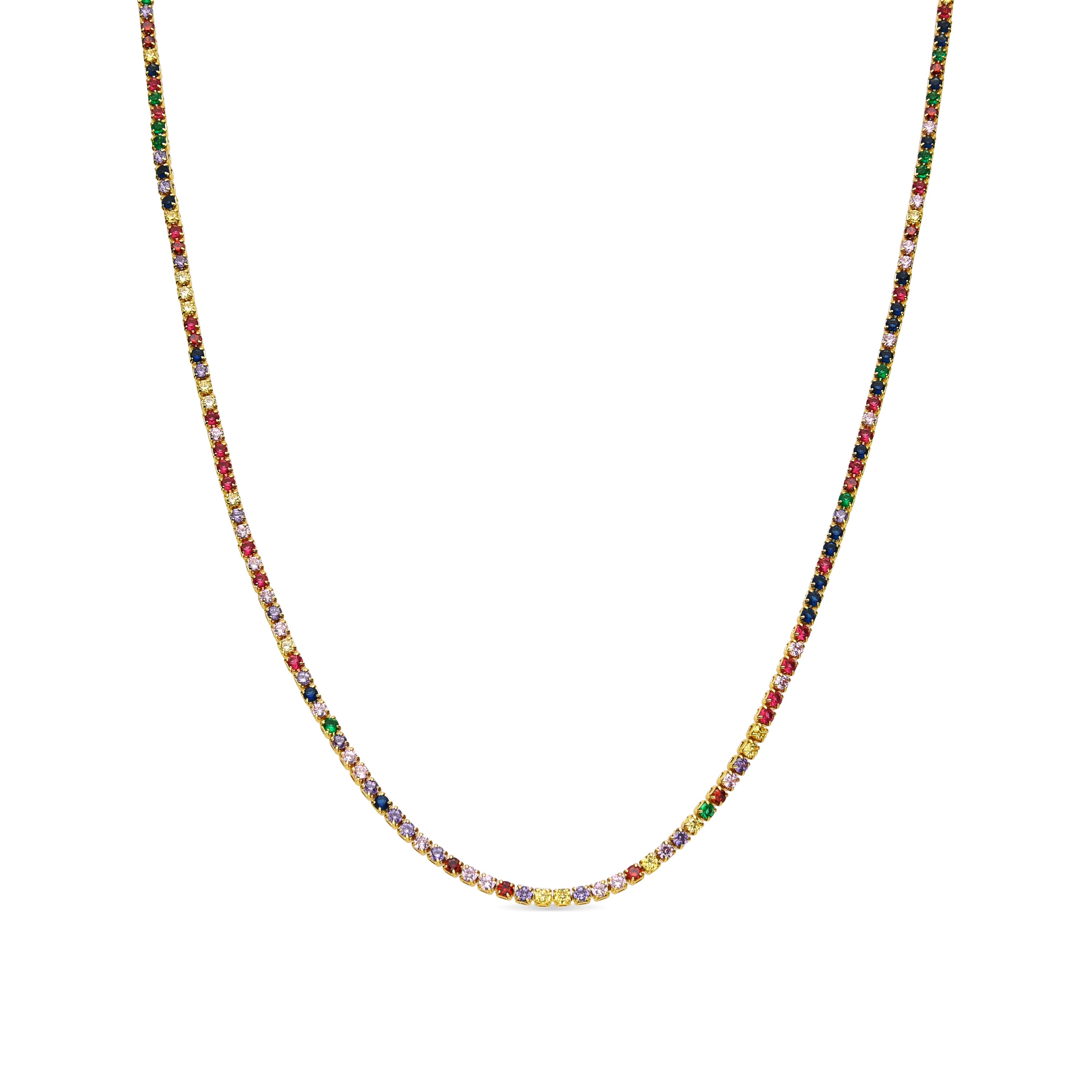 Collier avec Zircon multicolore finition argent - Serly