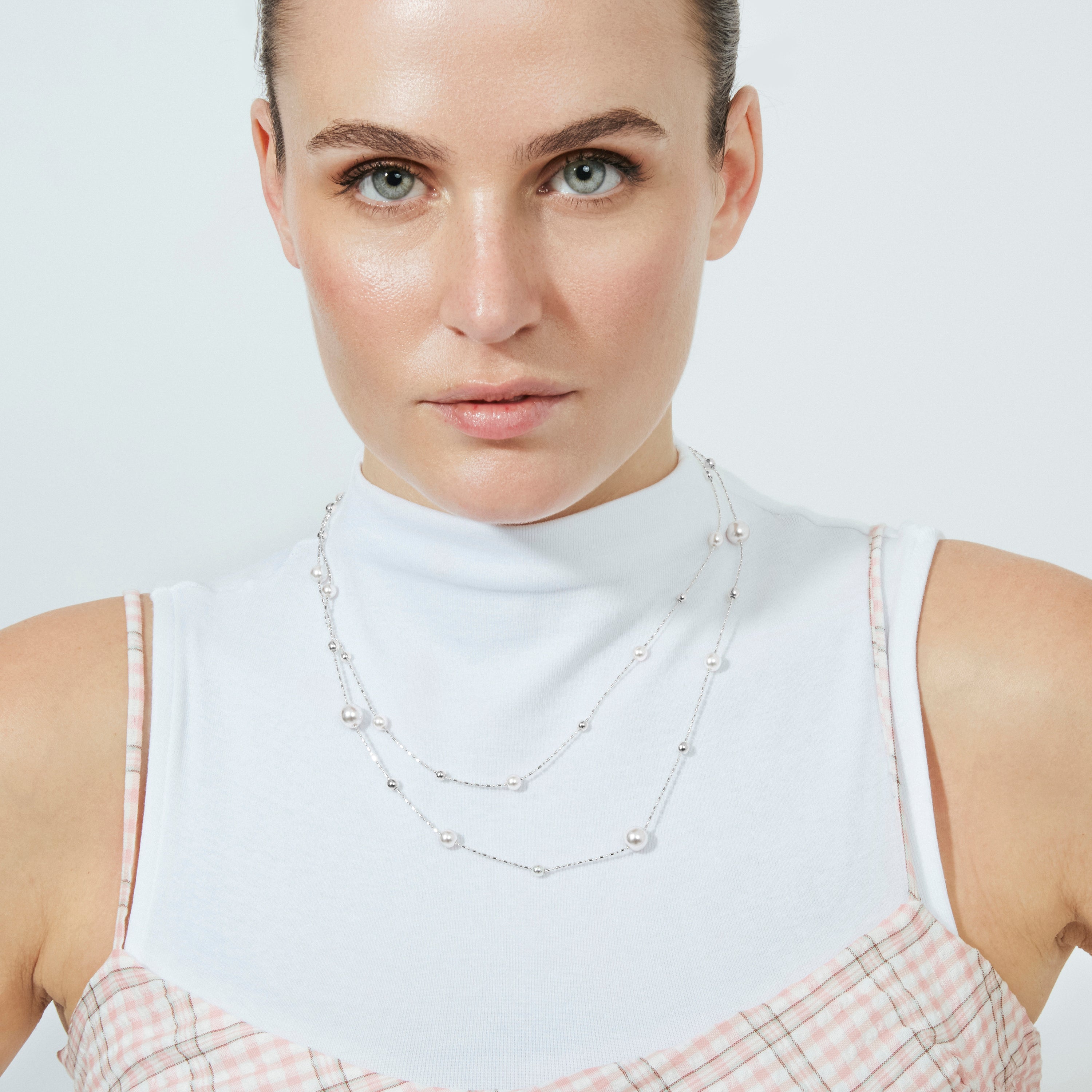 Collar de Perla Blanca Acabado En Plata - Clasow