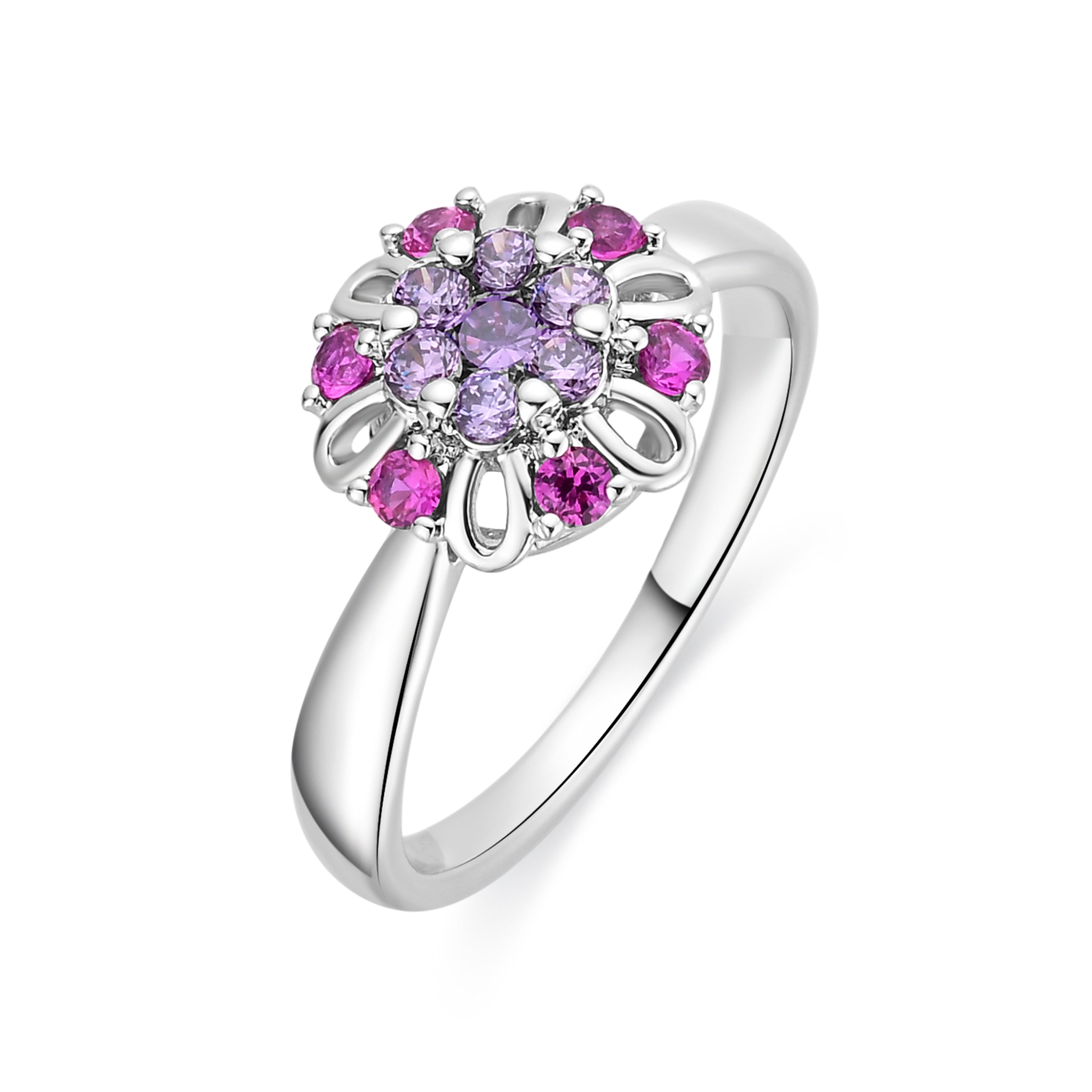 Anillo de Circonita Multicolor acabado en oro rosa de 18k - Saikpo