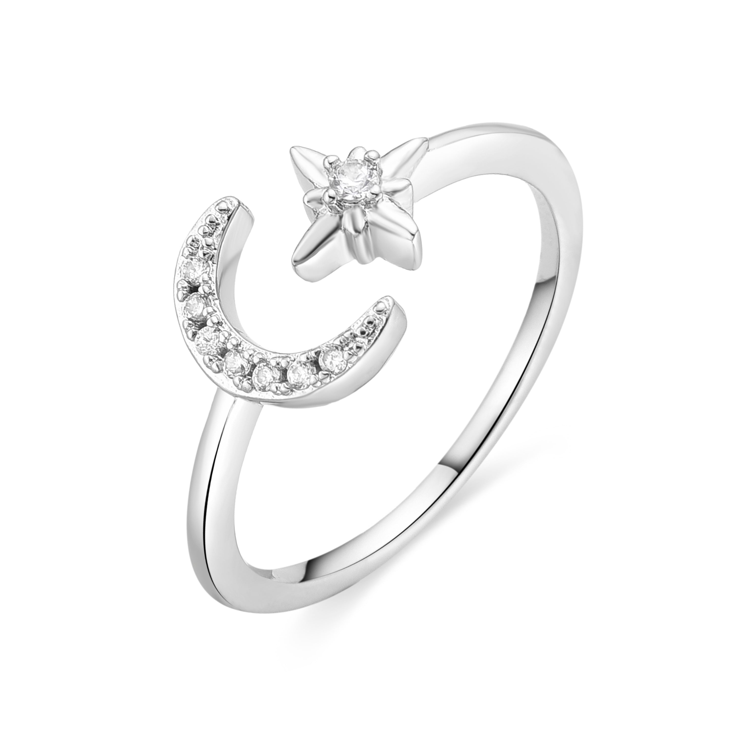 Anillo de Circonita Brillante acabado en rodio - Ily