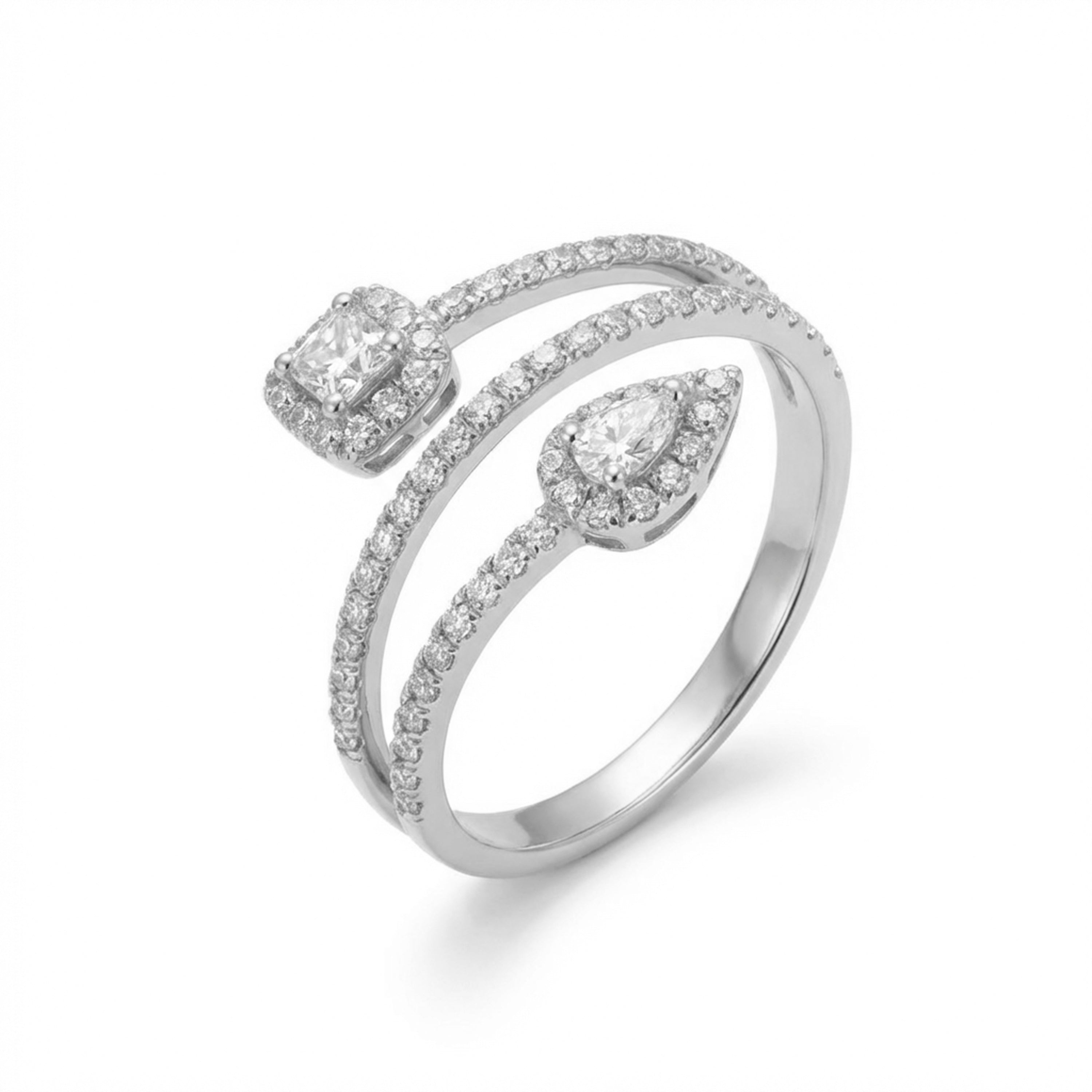 Anillo de Circonita brillante acabado plata- Rinmi