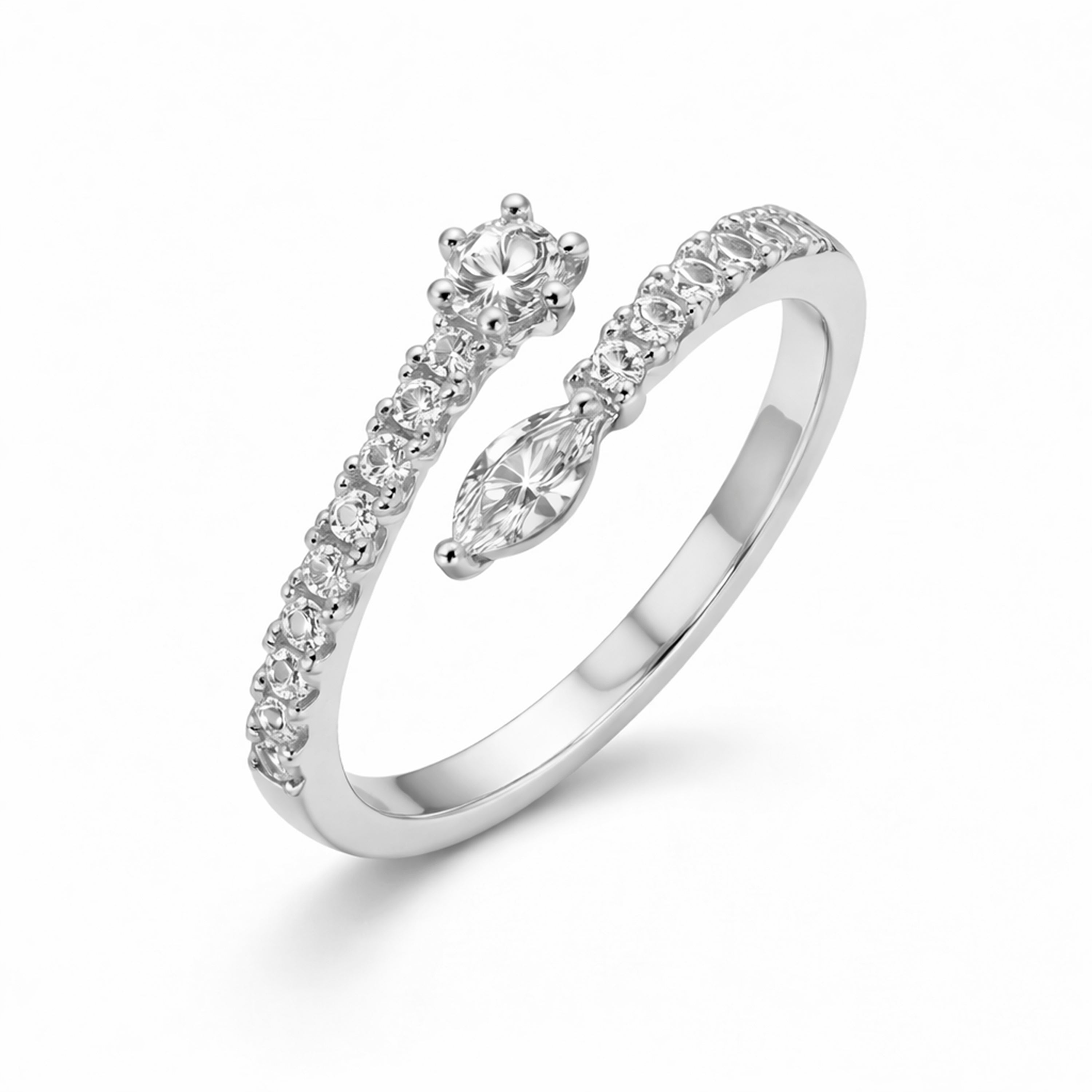 Anillo de Circonita brillante acabado plata - Guewa