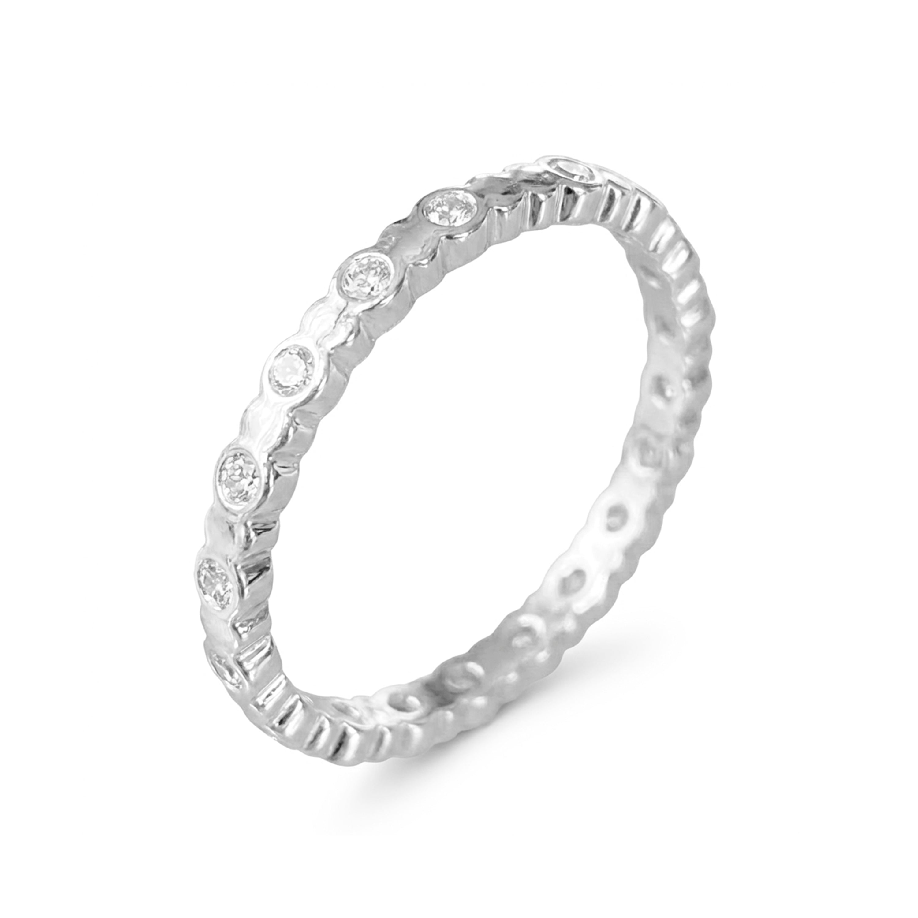 Anillo de Circonita Brillante acabado plata - Navi